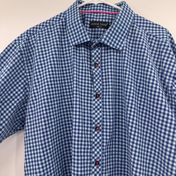 Jared Lang Shirt Men 3XL Blue Check Long Sleeve Button Up Lightweight Cotton - Picture 4 of 12
